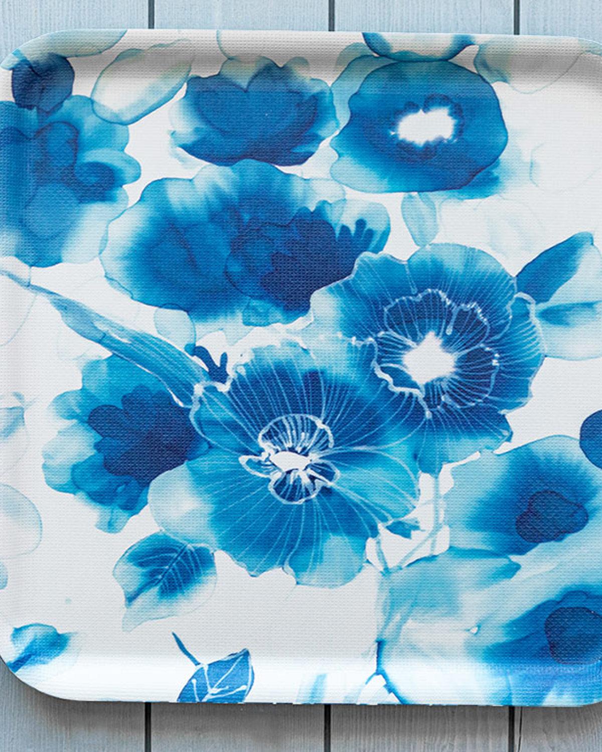 Blue Rose Тепсия Нехлъзгащ се Меламин 33x33 см Син - морскосин