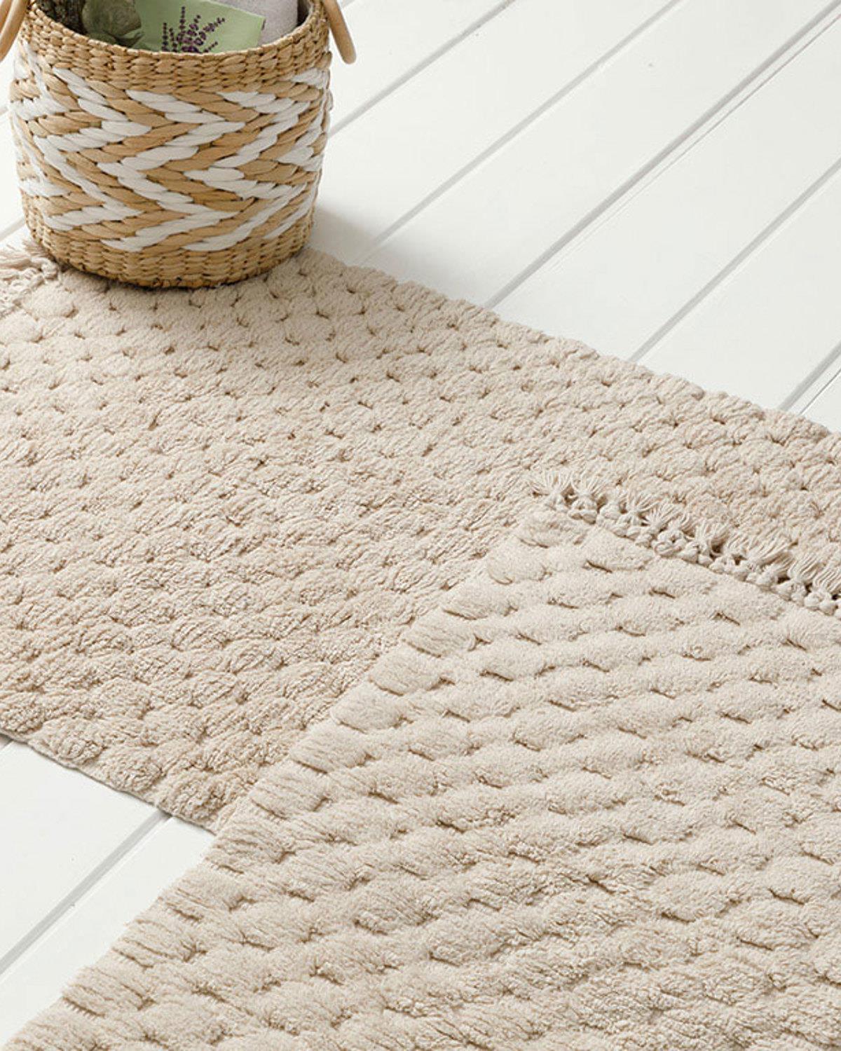 Bubbles Комплект Постелки За Баня 2 бр. Памучен 60x90 + 40x60 см Бежов