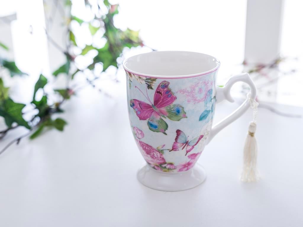 Butterfly Чаша С краче Порцелан . Mint