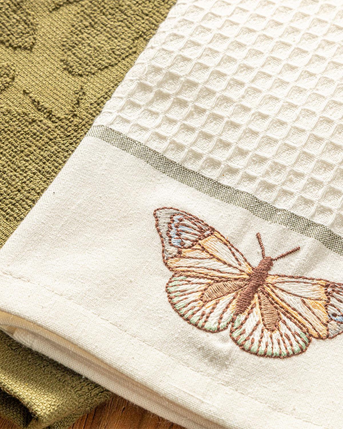 Butterfly Кърпа За Сушене 2 бр. Памук 40x60 см Зелен