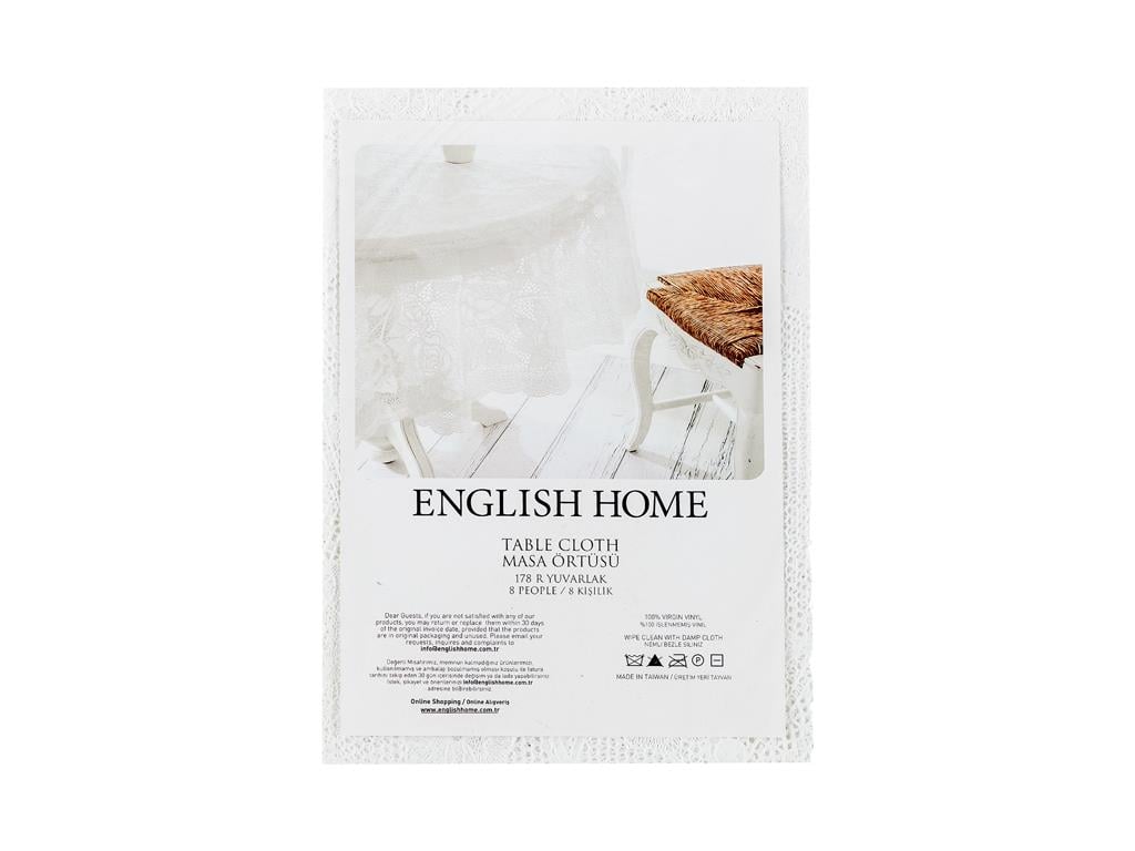 Candy Покривка за Маса Кръгла Винил 178 cm White