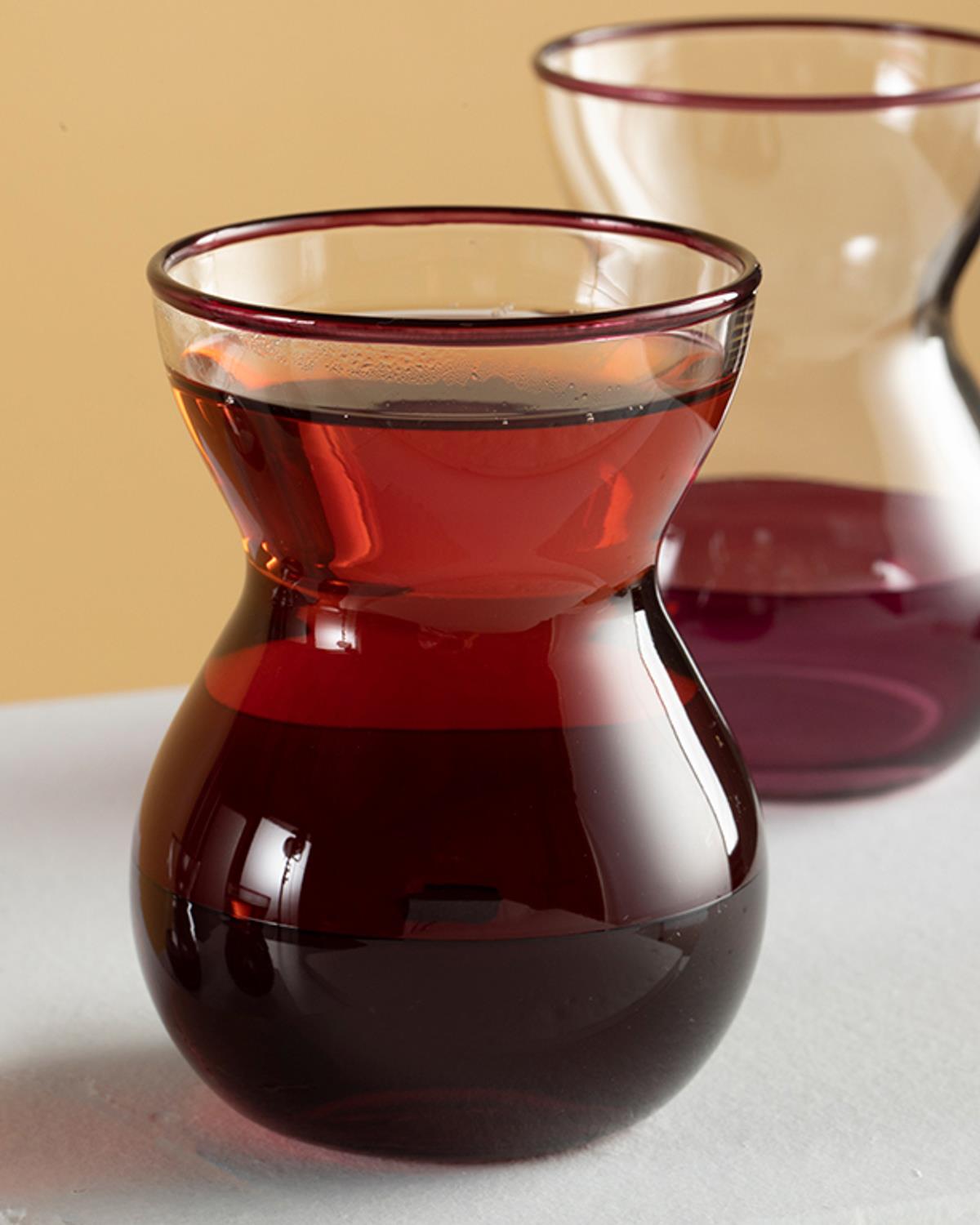 Chic Line Чаена Чаша 4 Бр., Стъкло, Тъмно Розово, 140 Ml