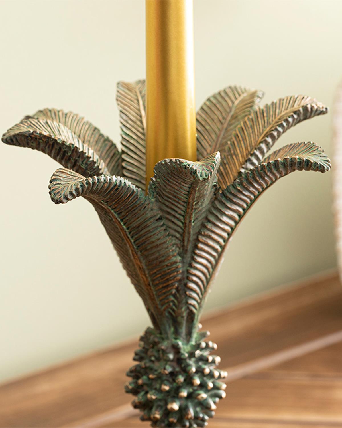 Chic Palm Свещник Полирезин 15,7x15,7x24,5 см Кафяв - Зелен.