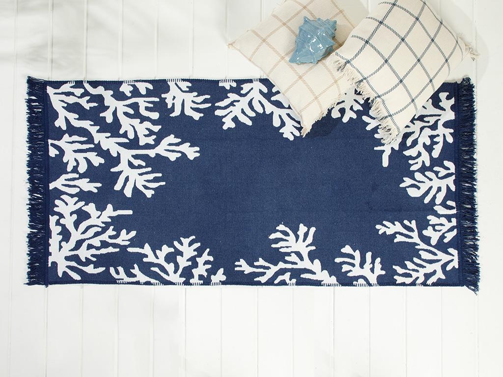 Coral КИЛИМ Тъкан 60x100 cm Тъмно синьо