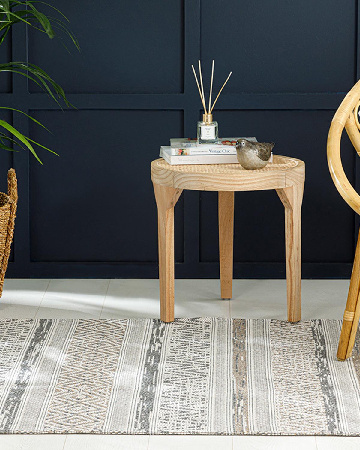 Cotton Modern Килим Тъкан 112x180 Бежов - Сив