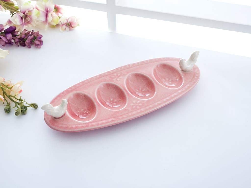 Crackle ПОСТАВКА ЗА ЯЙЦА 4 Set Керамичен Pink