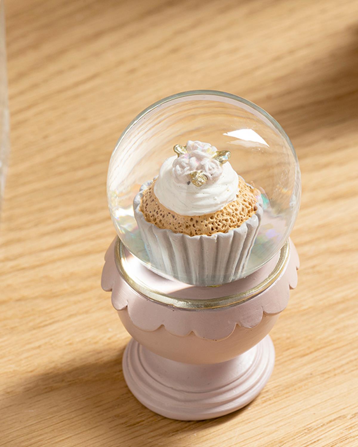 Cupcake Снежен Глобус 7x7x12cm Розов - Сив