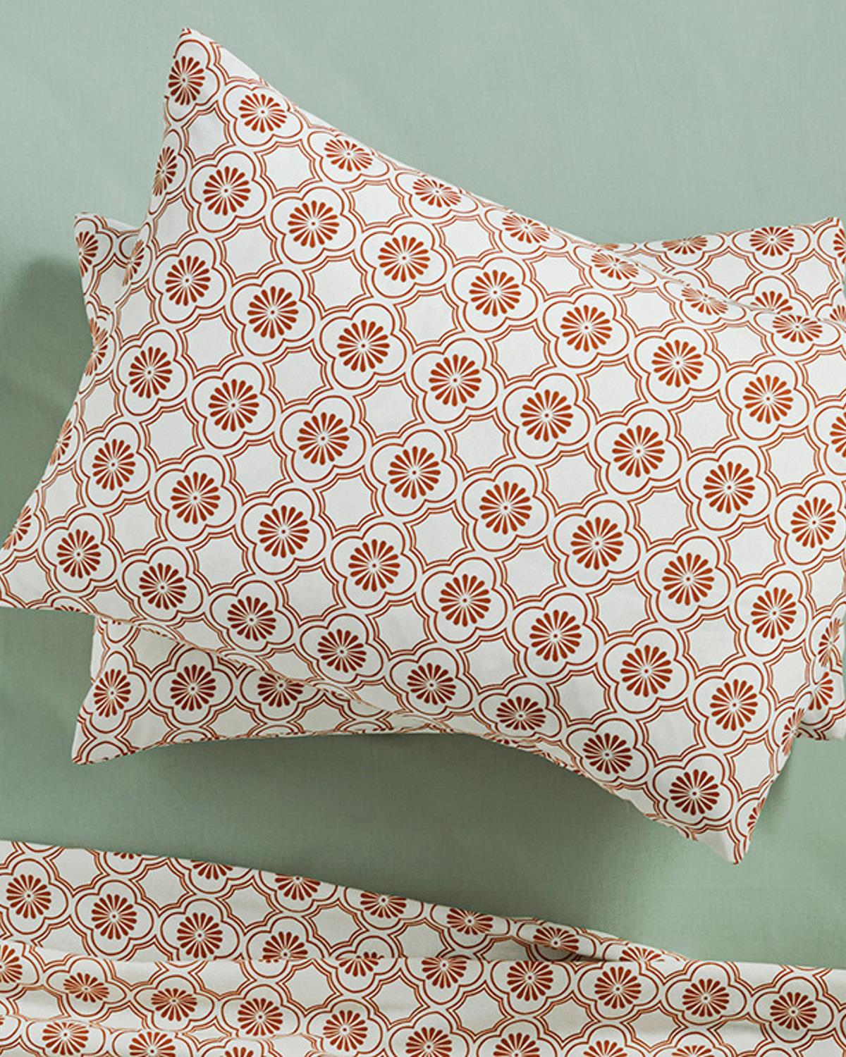 Daisy Cell Кълъфка За Възглавница 2Бр., Лесно За Гладене, Керемидено Червено, 50 X 70 Cm