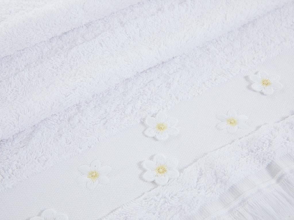 Daisy Garden ХАВЛИЯ ЗА ЛИЦЕ С ресни Бродирани 50x80 cm White