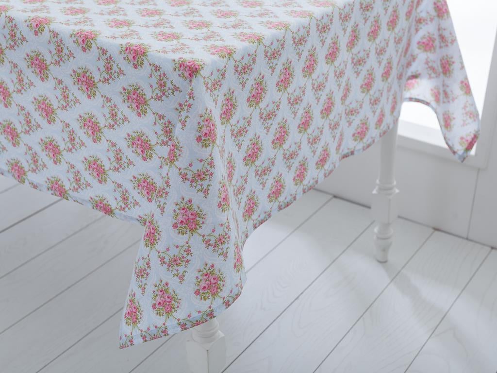 Damask Roses Покривка за Маса Отпечатано 140x200 cm Light Blue