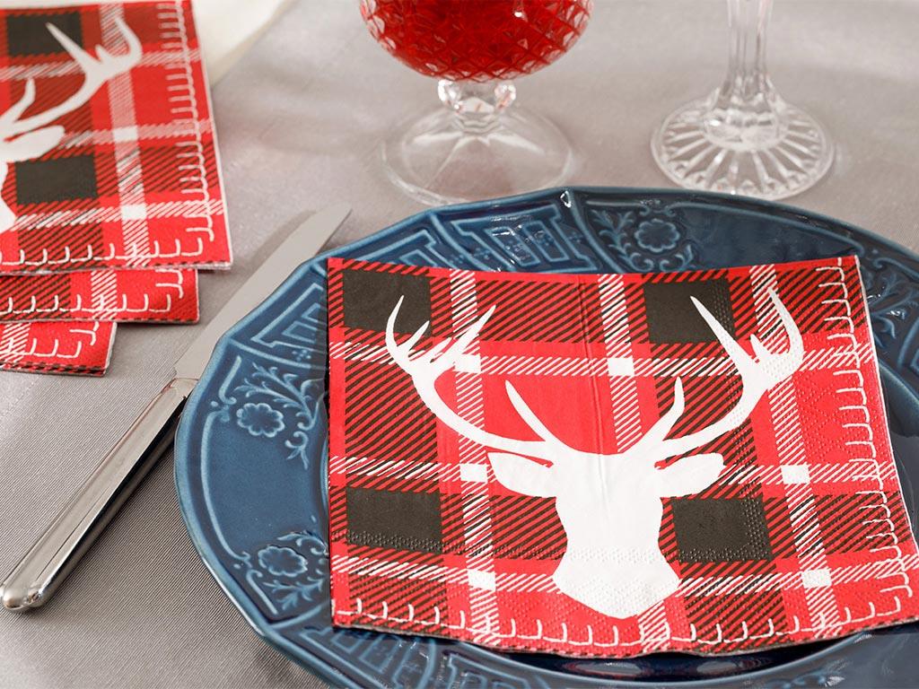 Deer ХАРТИЙНИ САЛФЕТКИ 20 бр. Хартия 33x33 cm Red-Navy Blue