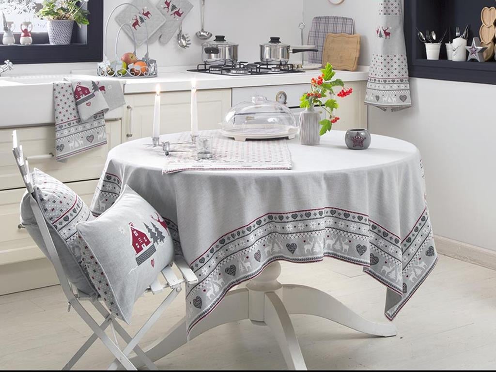 Deer КУХНЕНСКИ РУННЕРИ Памучен 40x140 cm Gray-Red