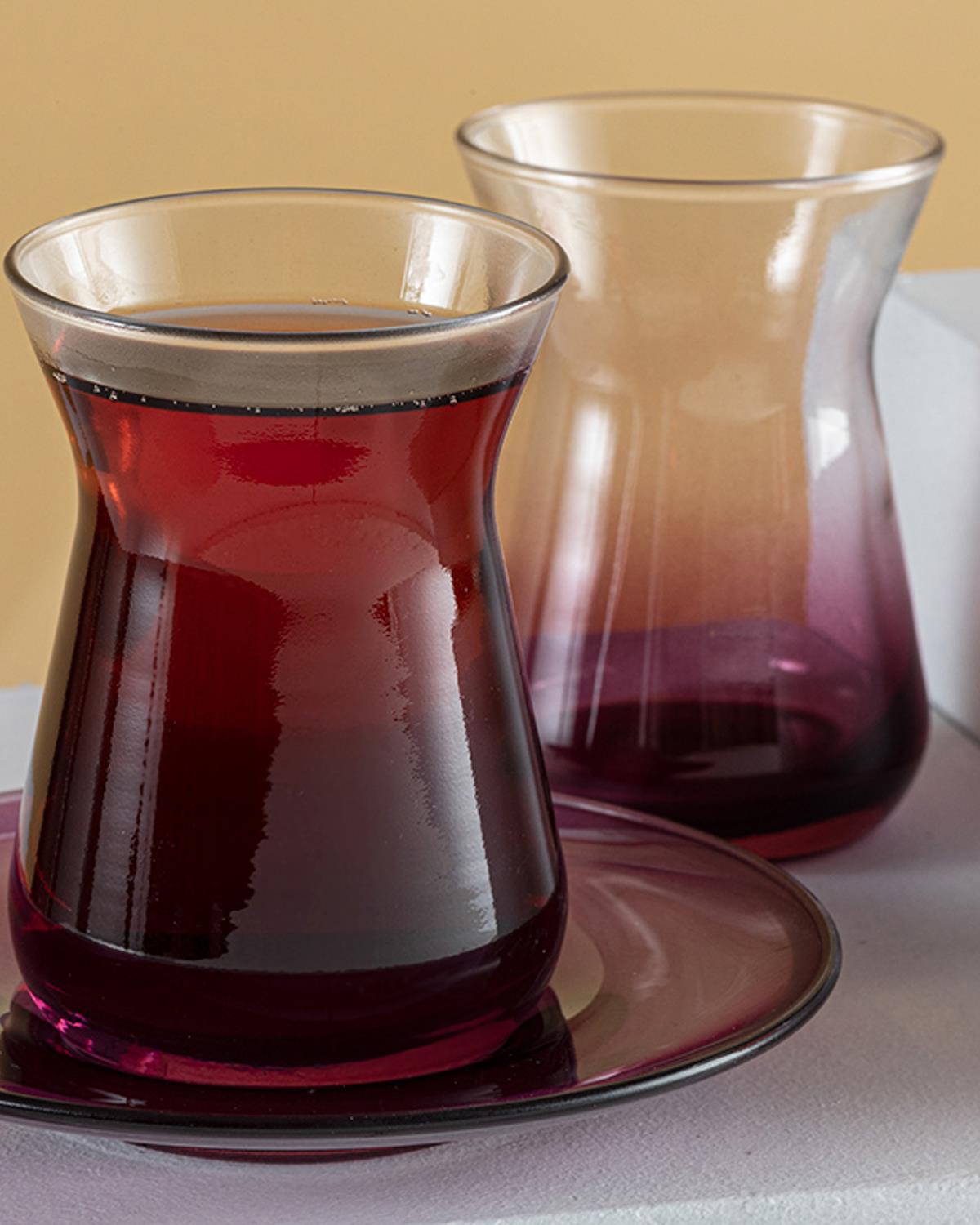 Degetto Glass 8 Pieces 4 Servings Tea Set 130 ml Damson