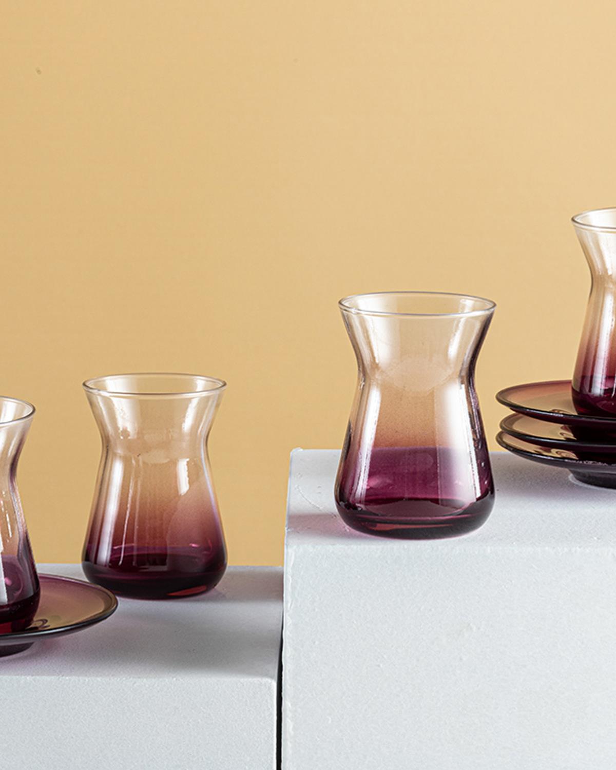 Degetto Glass 8 Pieces 4 Servings Tea Set 130 ml Damson