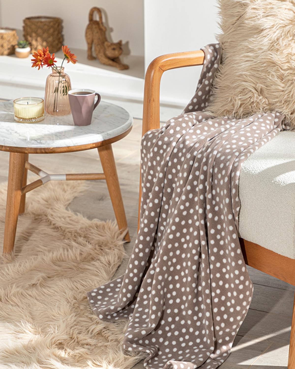 Dots Тв Одеяло Полар 120x170 см Каменно сив..