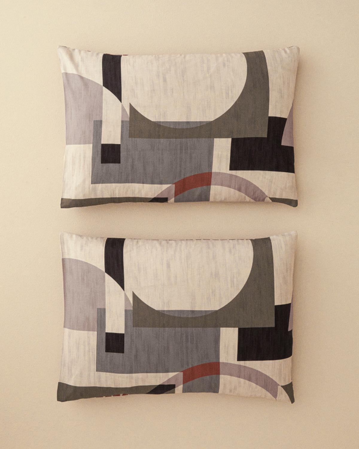 Dynamic Square Калъфка За Възглавница 2 бр. Мек памук с дигитална щампа 50x70 см Бежов - Теракота