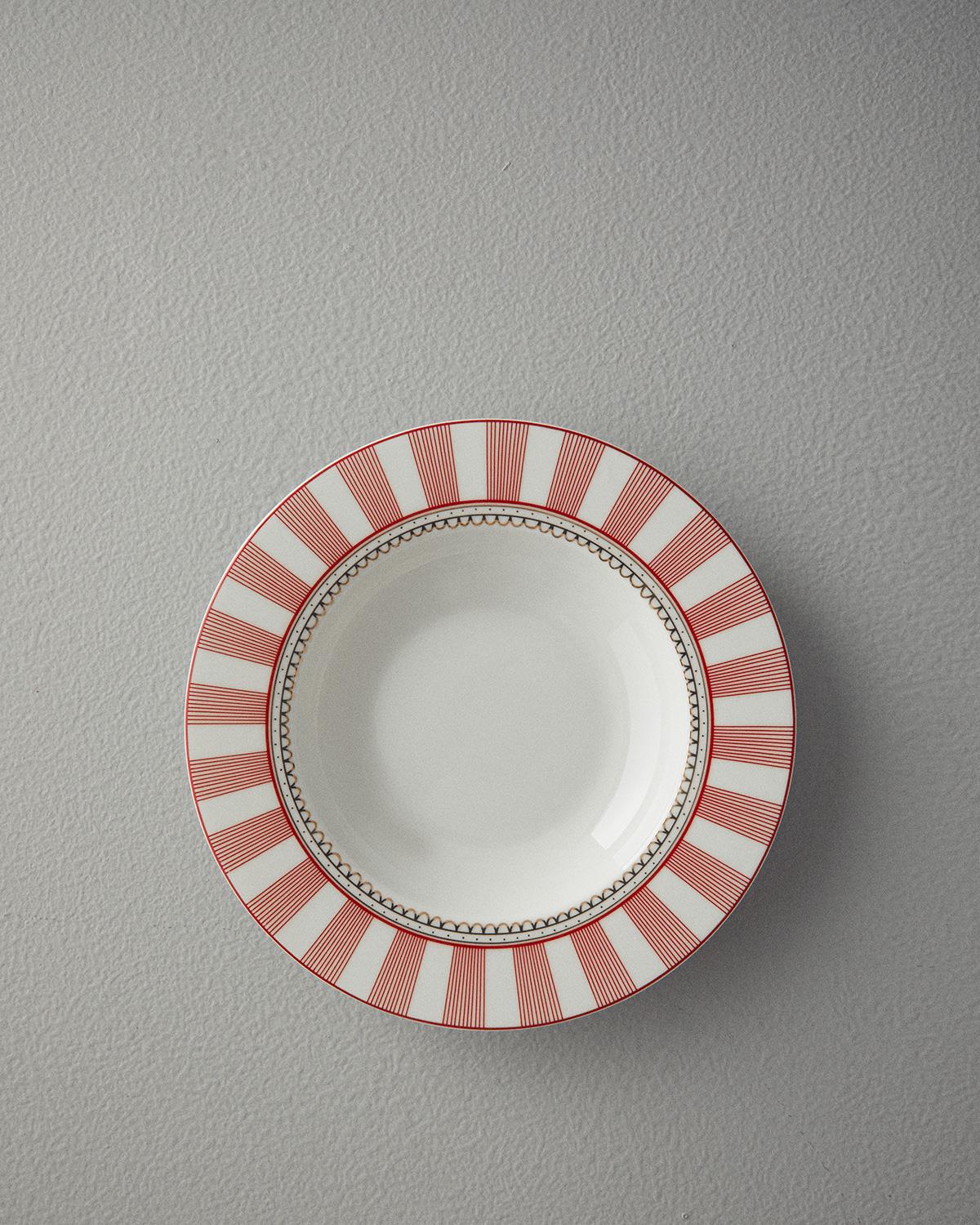 Effect Комплект За Хранене Порцелан 24 части за 6 души Червен