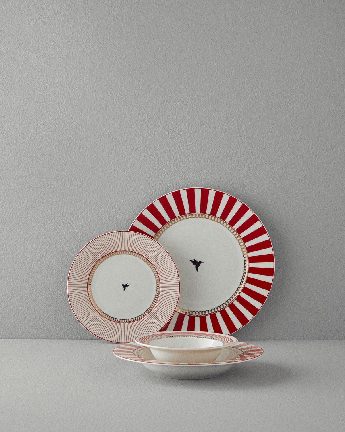 Effect Комплект За Хранене Порцелан 24 части за 6 души Червен