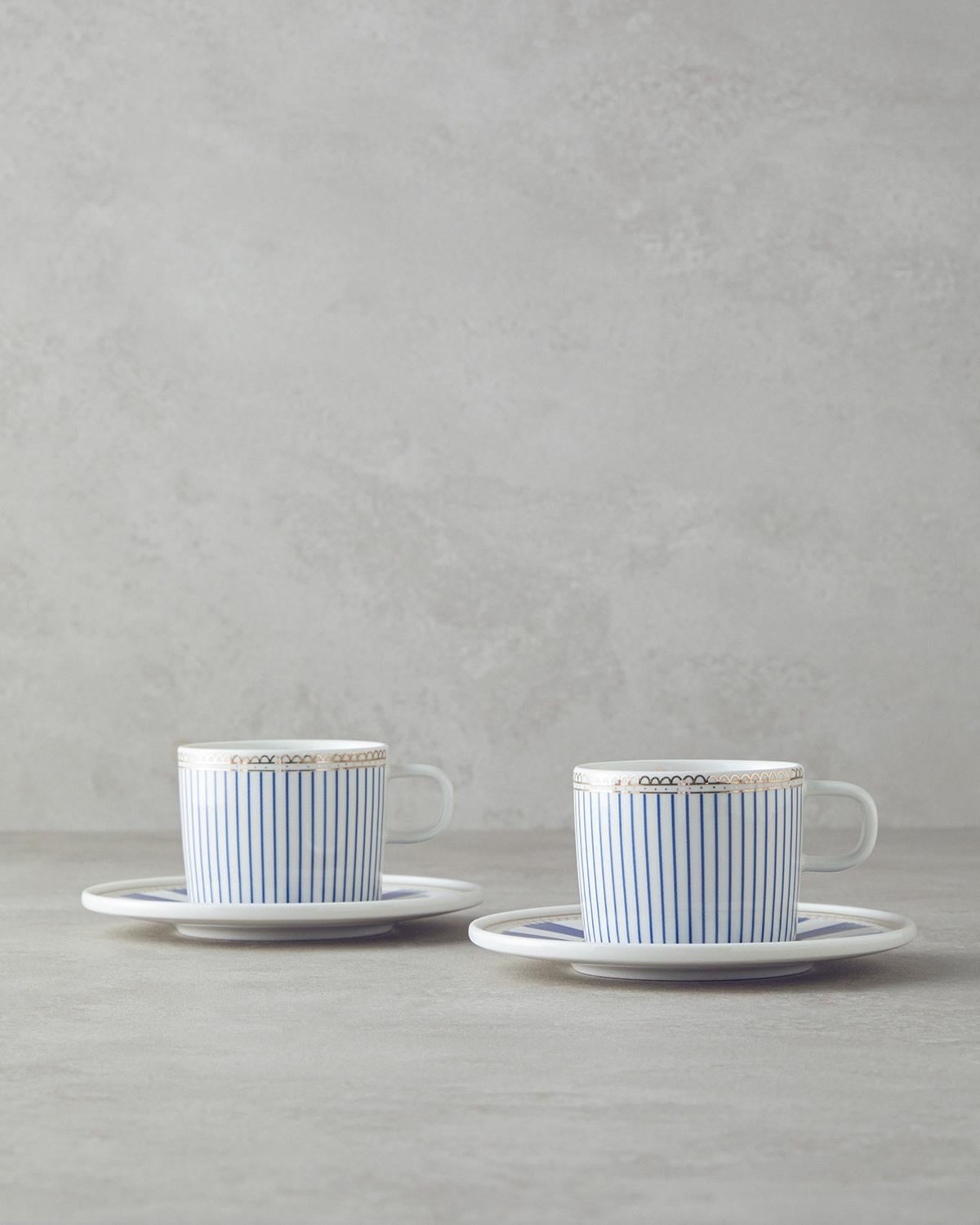 Effect Сервиз За Чай 4 части за 2 души Костен порцелан 200 мл Морскосин