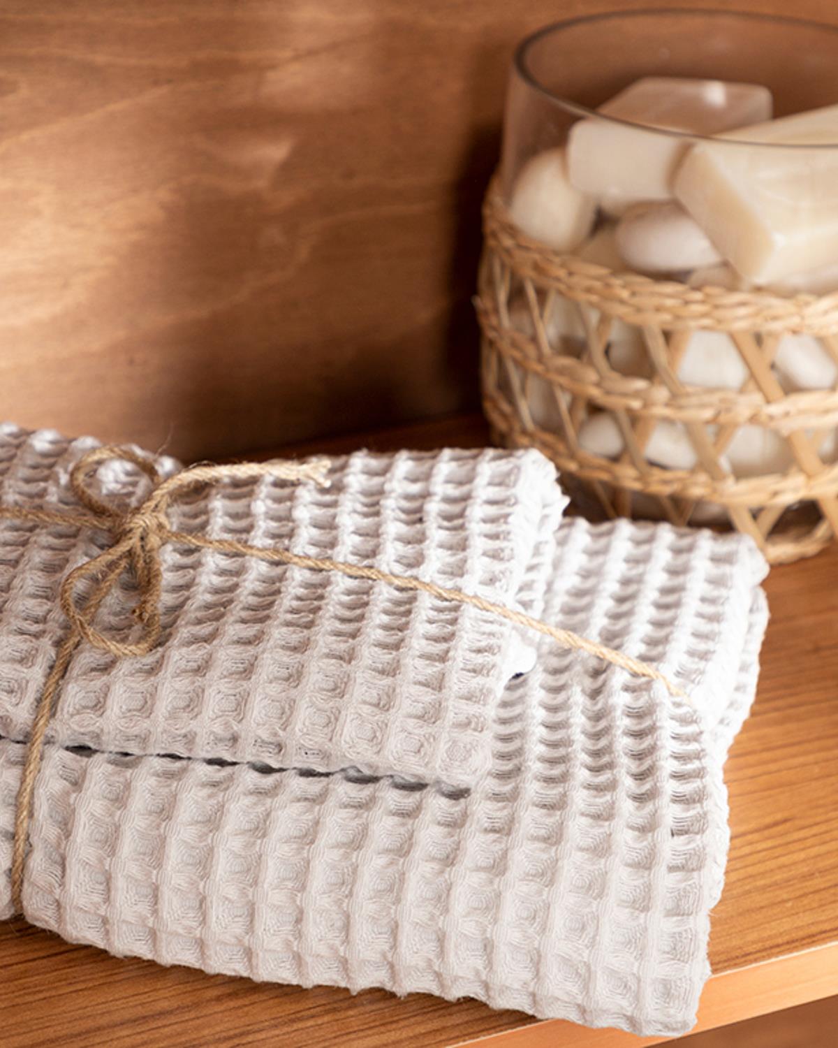 Elegance Комплект Кърпи За Баня 2 бр. Вафлена структура 41x76 см + 71x142 см Светлосив