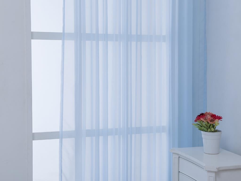 Evelyn Weaved Tulle Curtain Blue