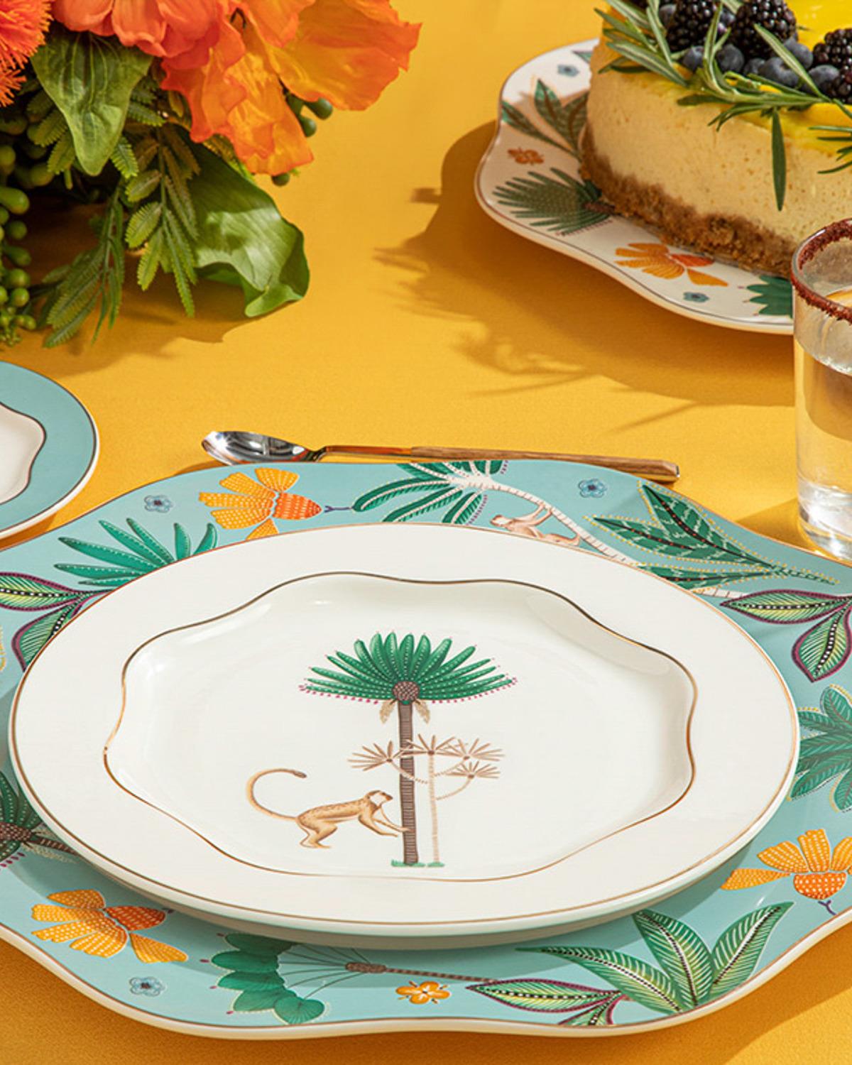 Exotic Monkey Чиния За Торта Китайски костен порцелан 20 см Бял