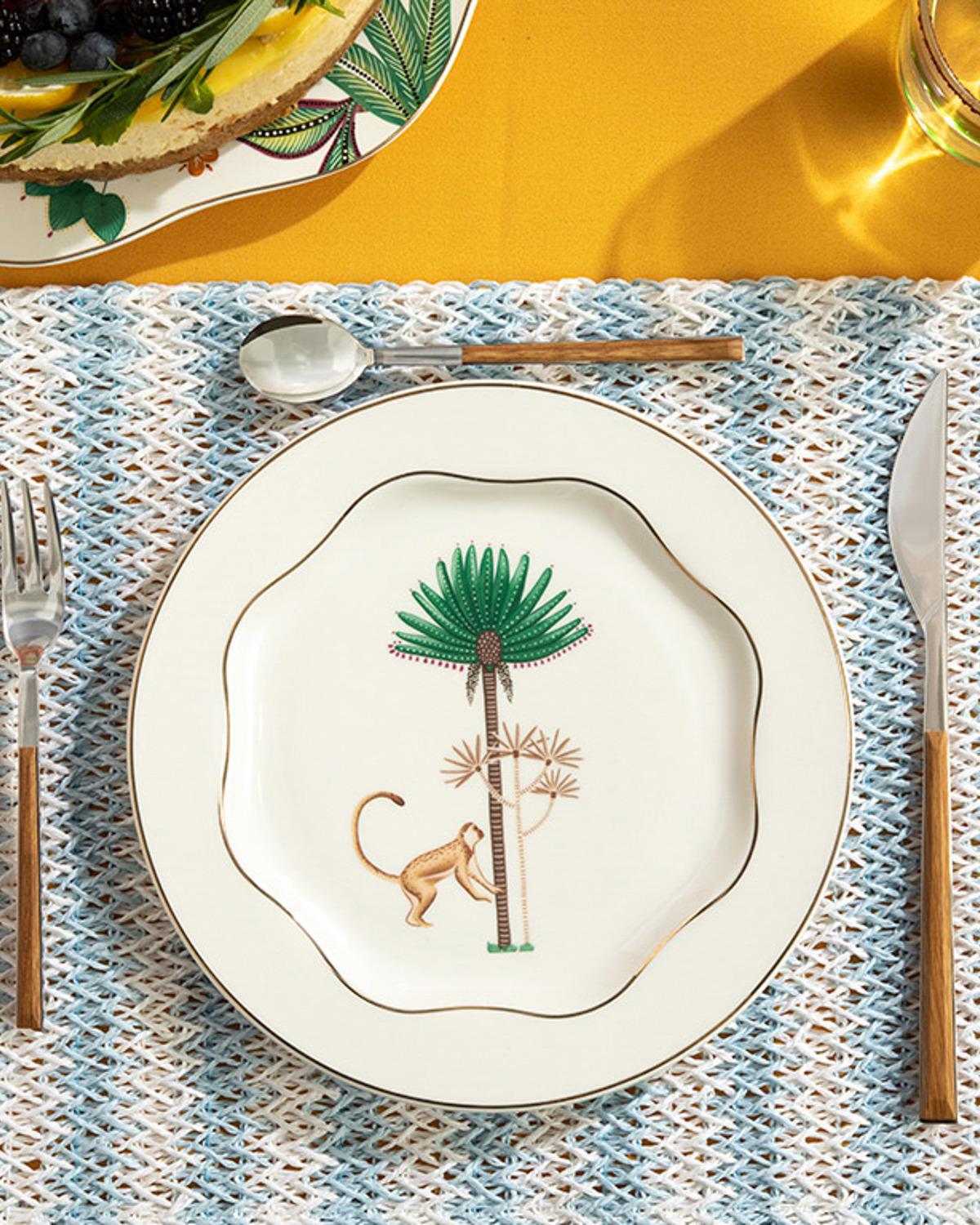 Exotic Monkey Чиния За Торта Китайски костен порцелан 20 см Бял