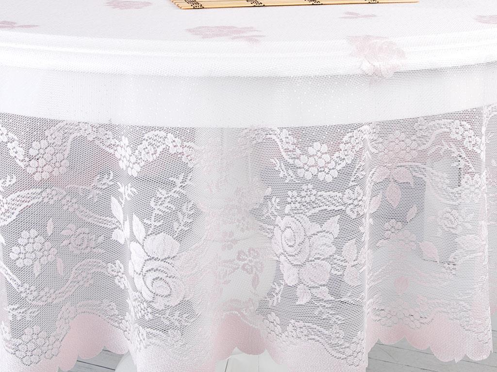 Fancy Roses Покривка за Маса Плетиво 180 cm Pink