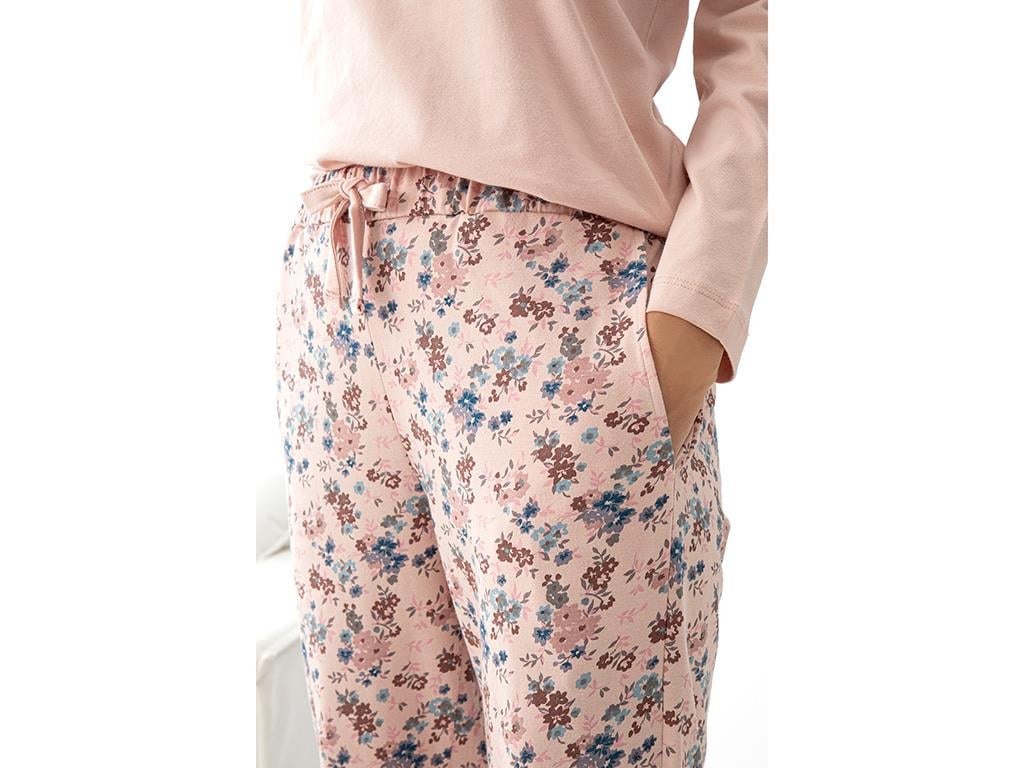 Fancy Cotton Women Pajama Set S Powder