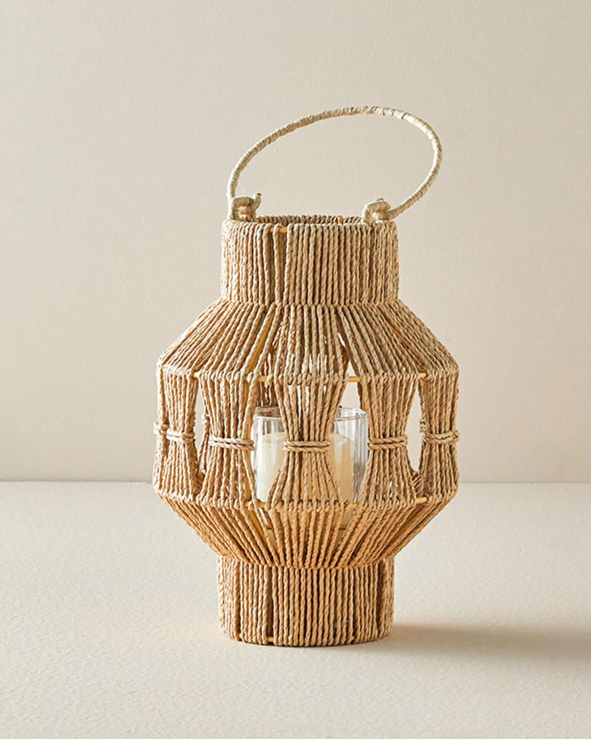 Fiona Wicker Lantern Natural.