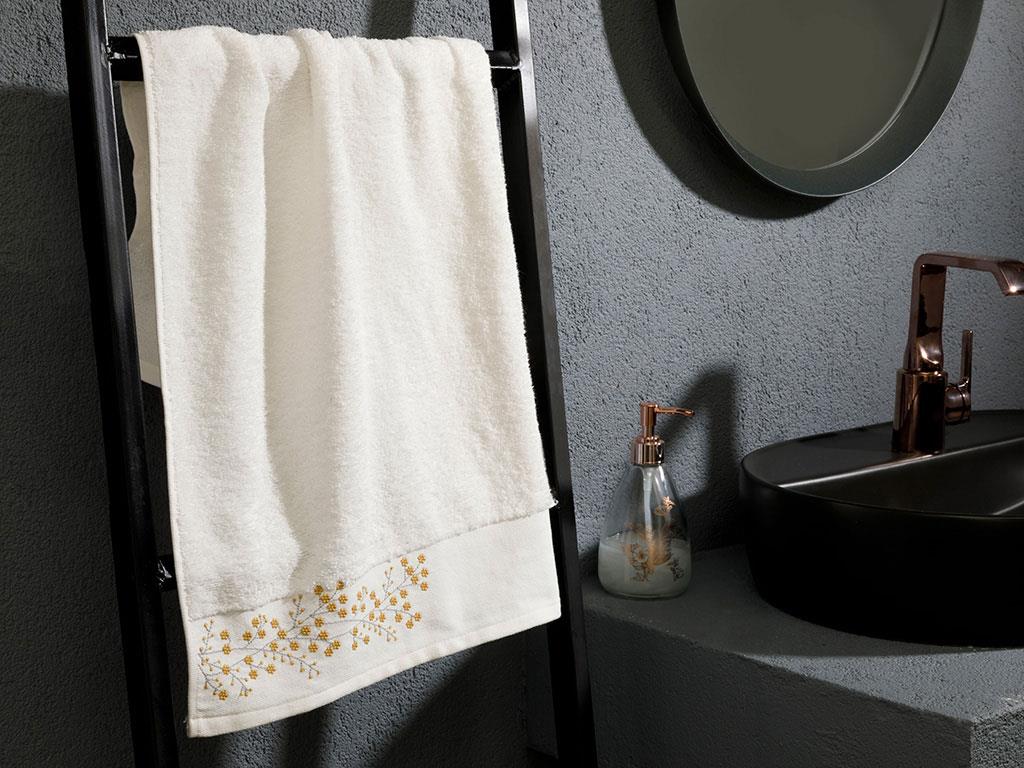 Floral Boho ХАВЛИЯ ЗА ЛИЦЕ Бродирани 50x80 cm Ecru-Mustard