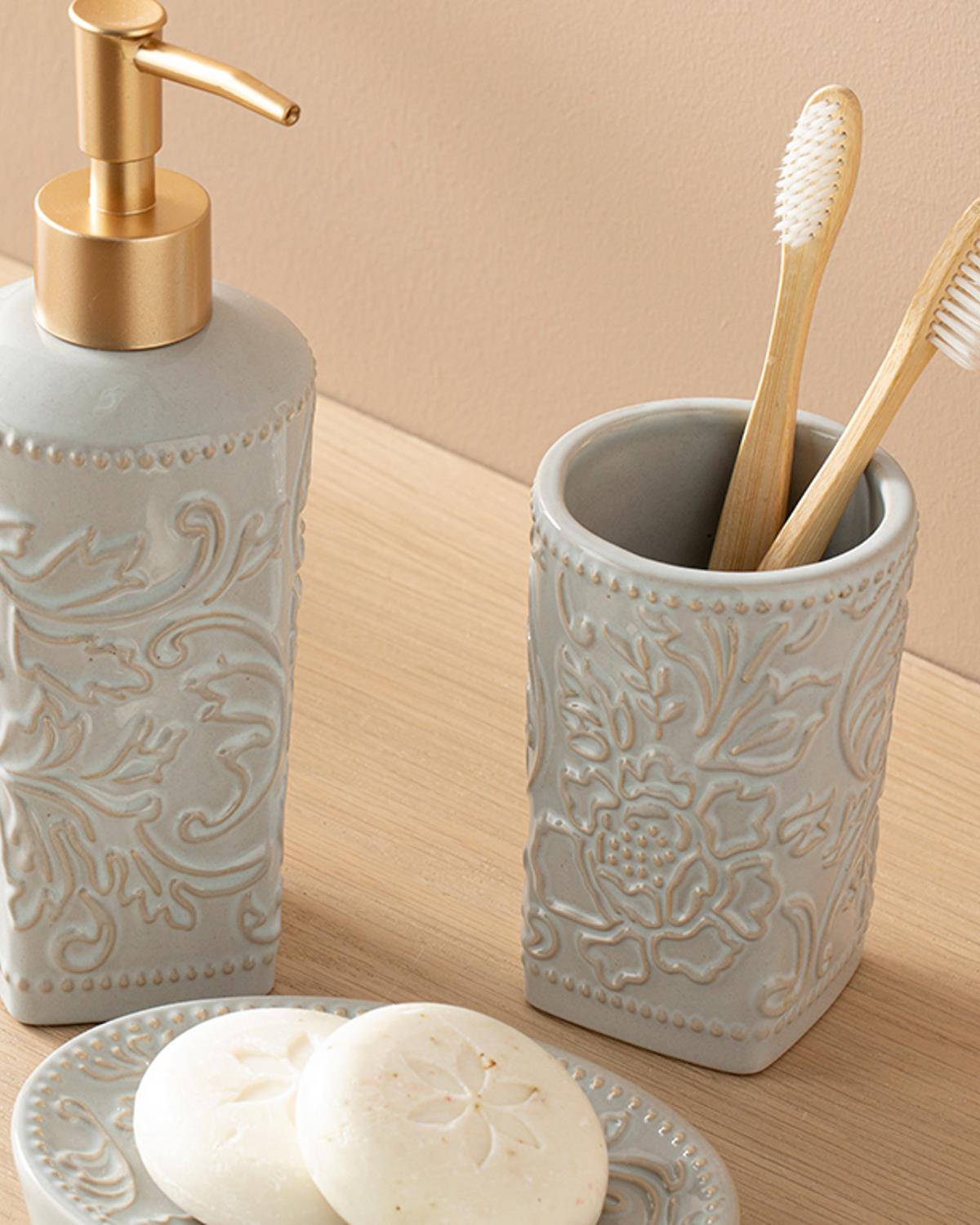 Floret Комплект За Баня 3 бр. 8x8x20+7x7x10+14x10x3 см Сив