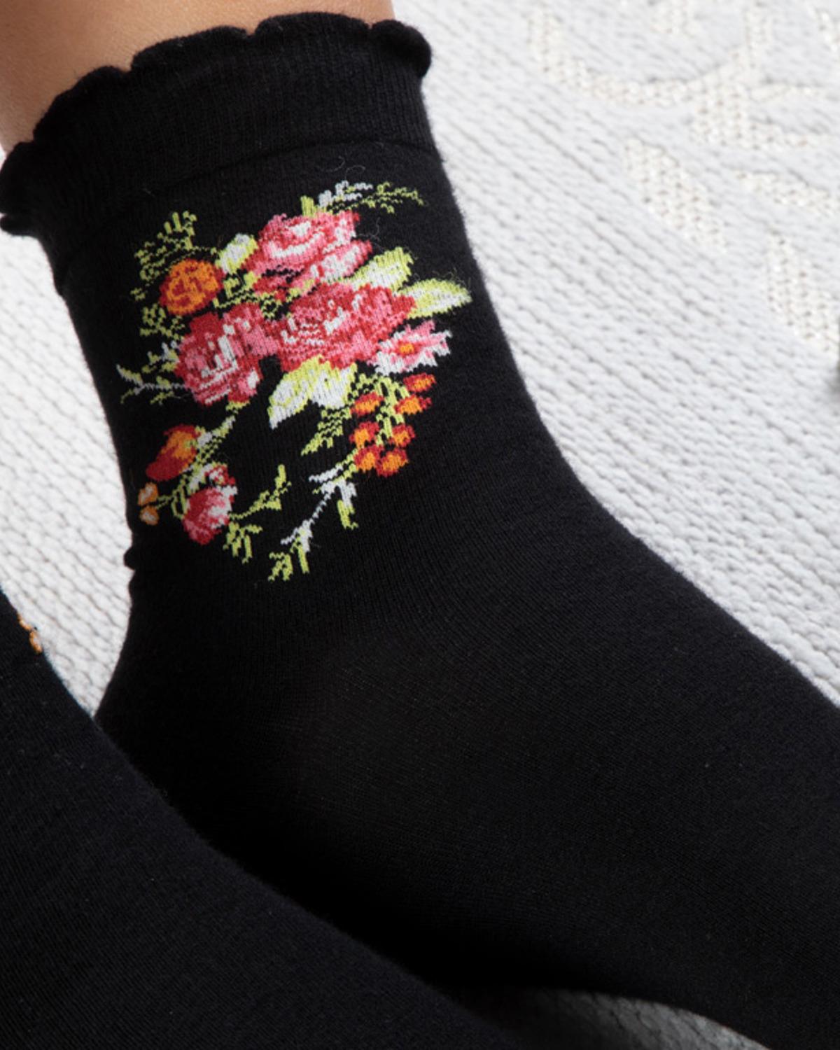 Flower Чорапи Памук Стандартен Черен