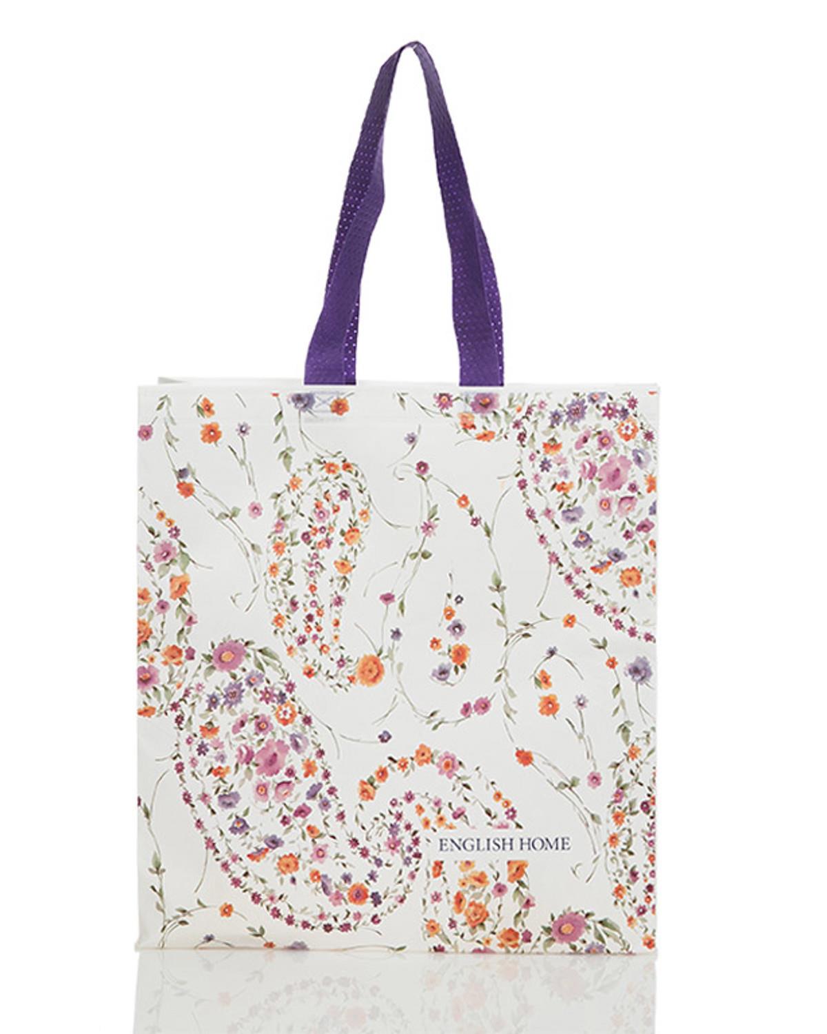 Flower Paisley Чанта За Пазаруване Ламиниран нетъкан 48x52cm Цикламен