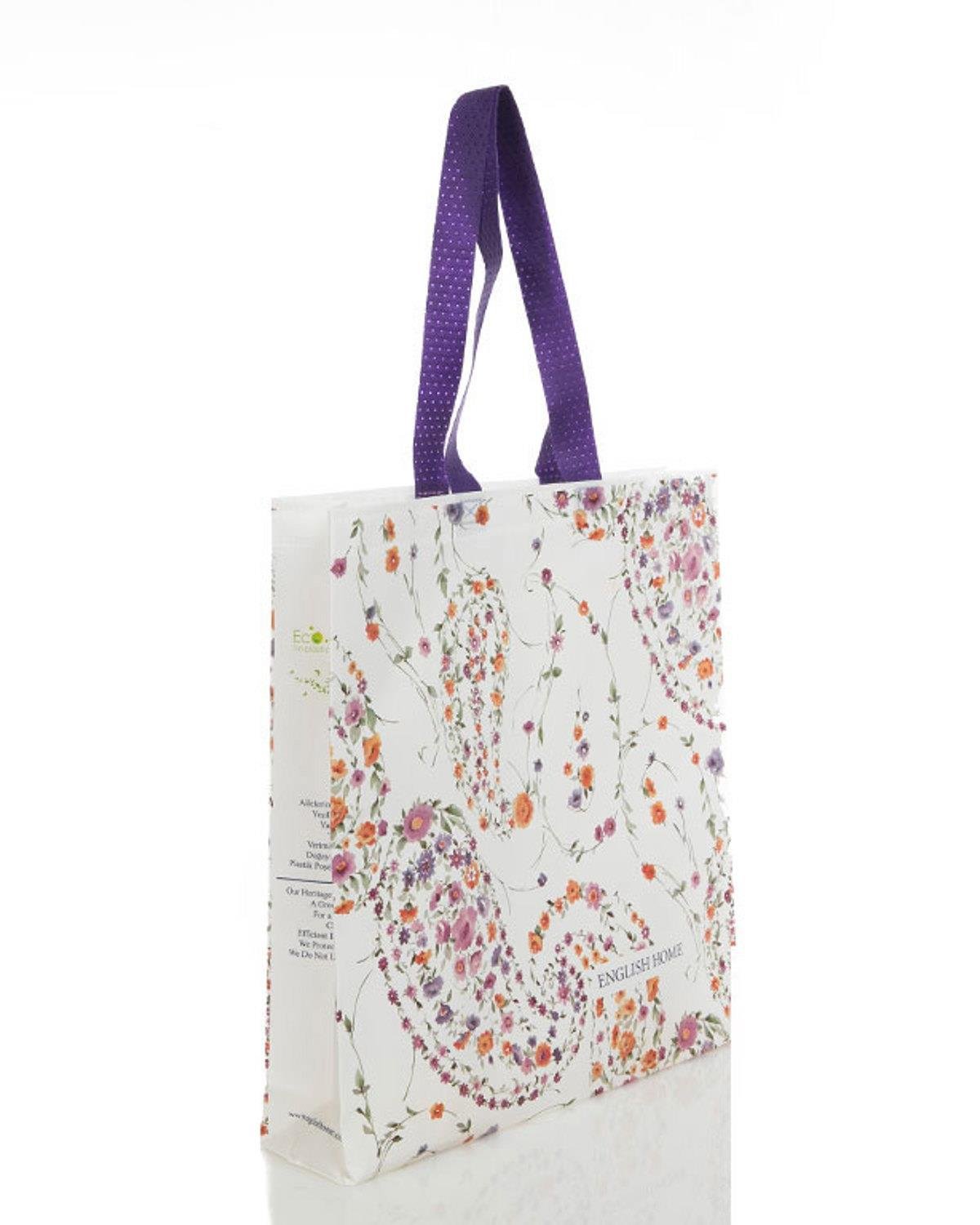 Flower Paisley Чанта За Пазаруване Ламиниран нетъкан 48x52cm Цикламен