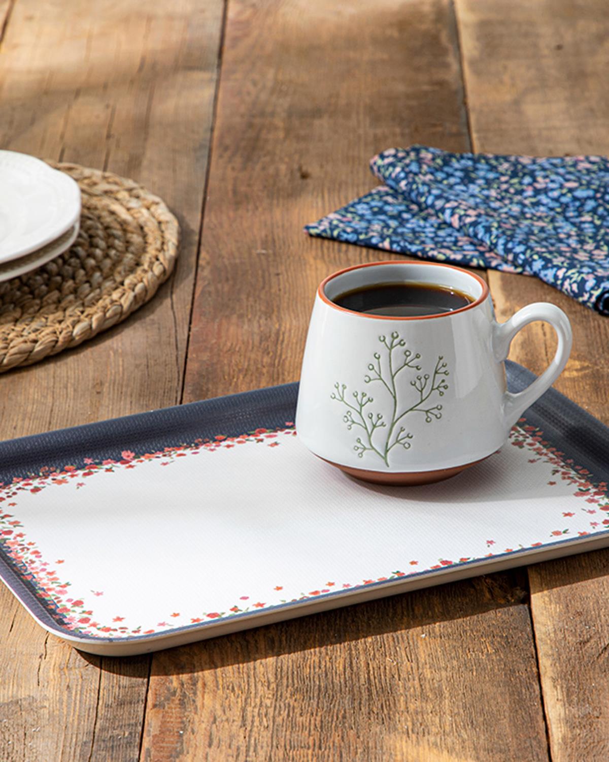 Floweret Melamine Nonslip Tray 20x28,5 cm Dark Blue
