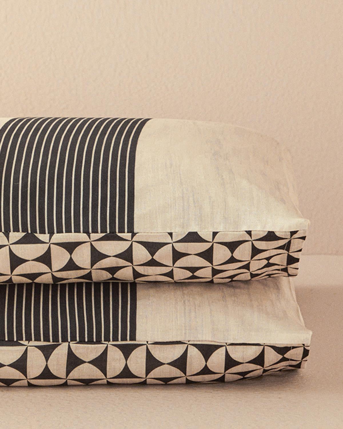 Geodesic Калъфка За Възглавница 2 бр. Мек памук с дигитална щампа 50x70 см Антрацит - Зелен