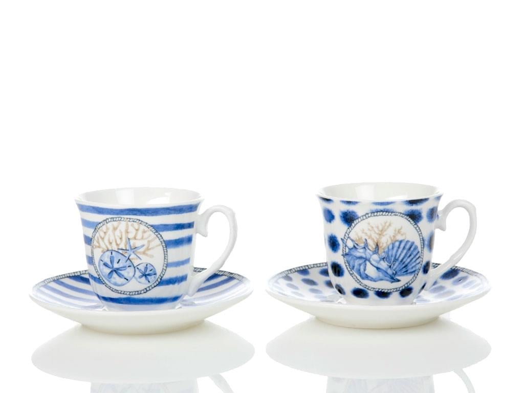 Gina Сервиз за Кафе 4 Parça 2 Kişilik New Bone 90 ml Blue.