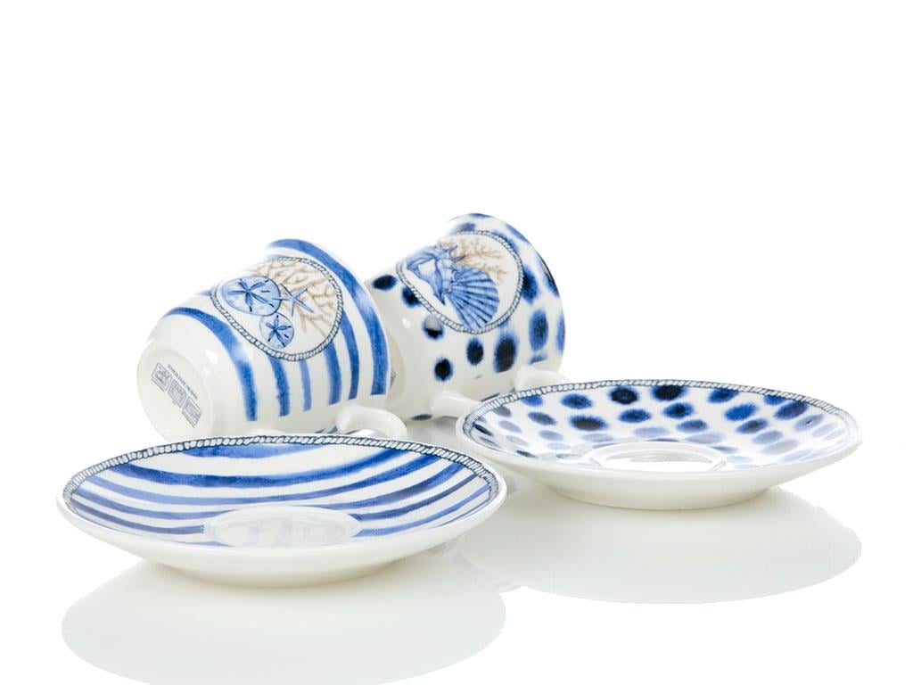 Gina Сервиз за Кафе 4 Parça 2 Kişilik New Bone 90 ml Blue.