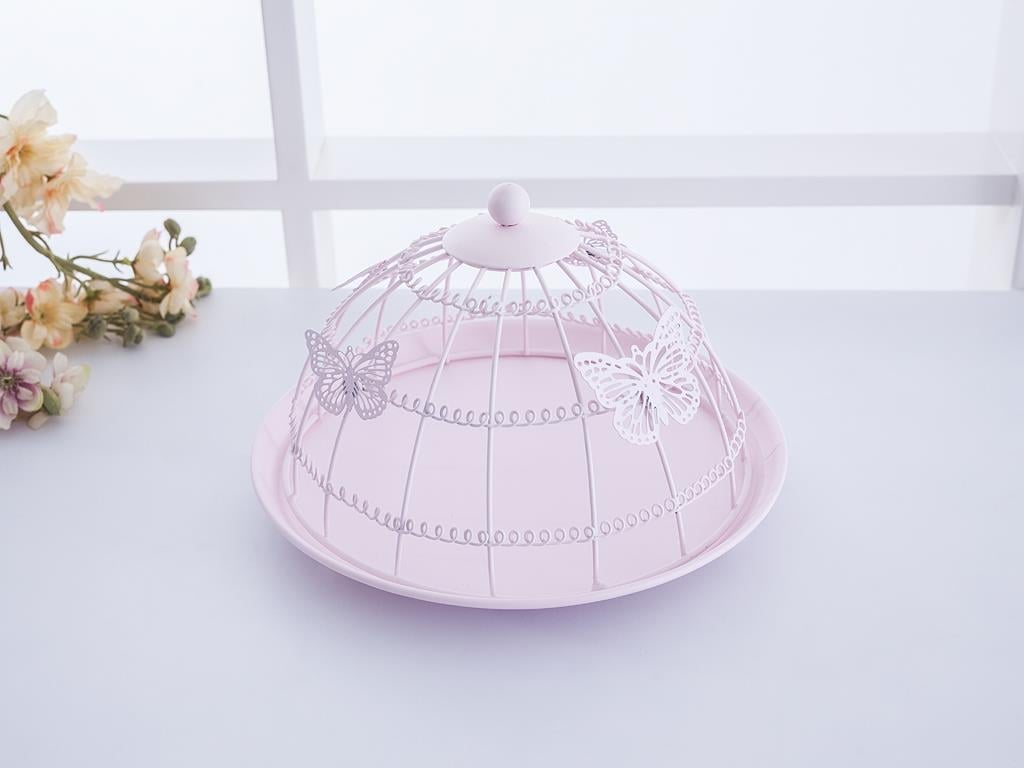 Ginger ФАНУС ЗА КЕКС Ковано желязо 24x24x15 cm Light Pink,