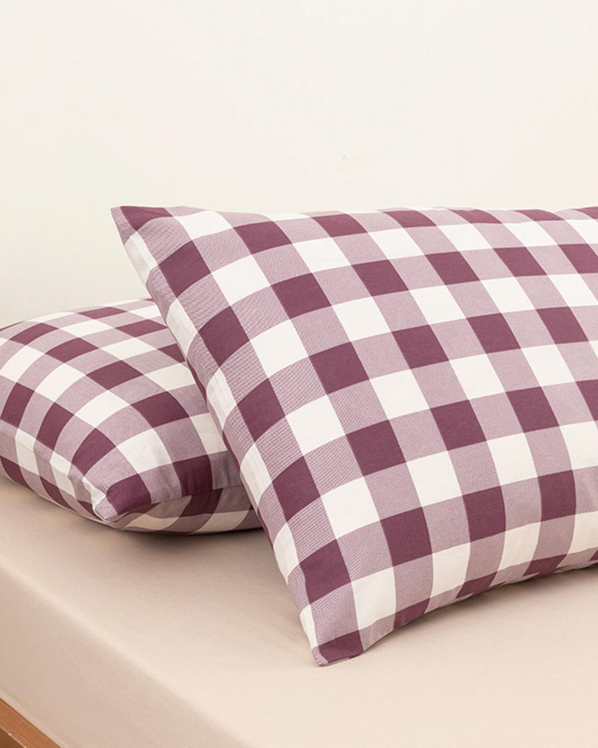 Gingham Калъфка За Възглавница 2 бр. Памучен 50x70 см Дамсон