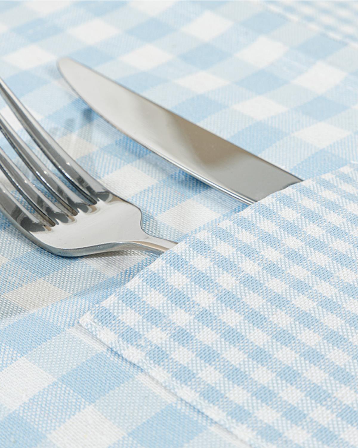 Gingham Подложки За Хранене 2 бр. Памучен полиестер 30x50 см Син