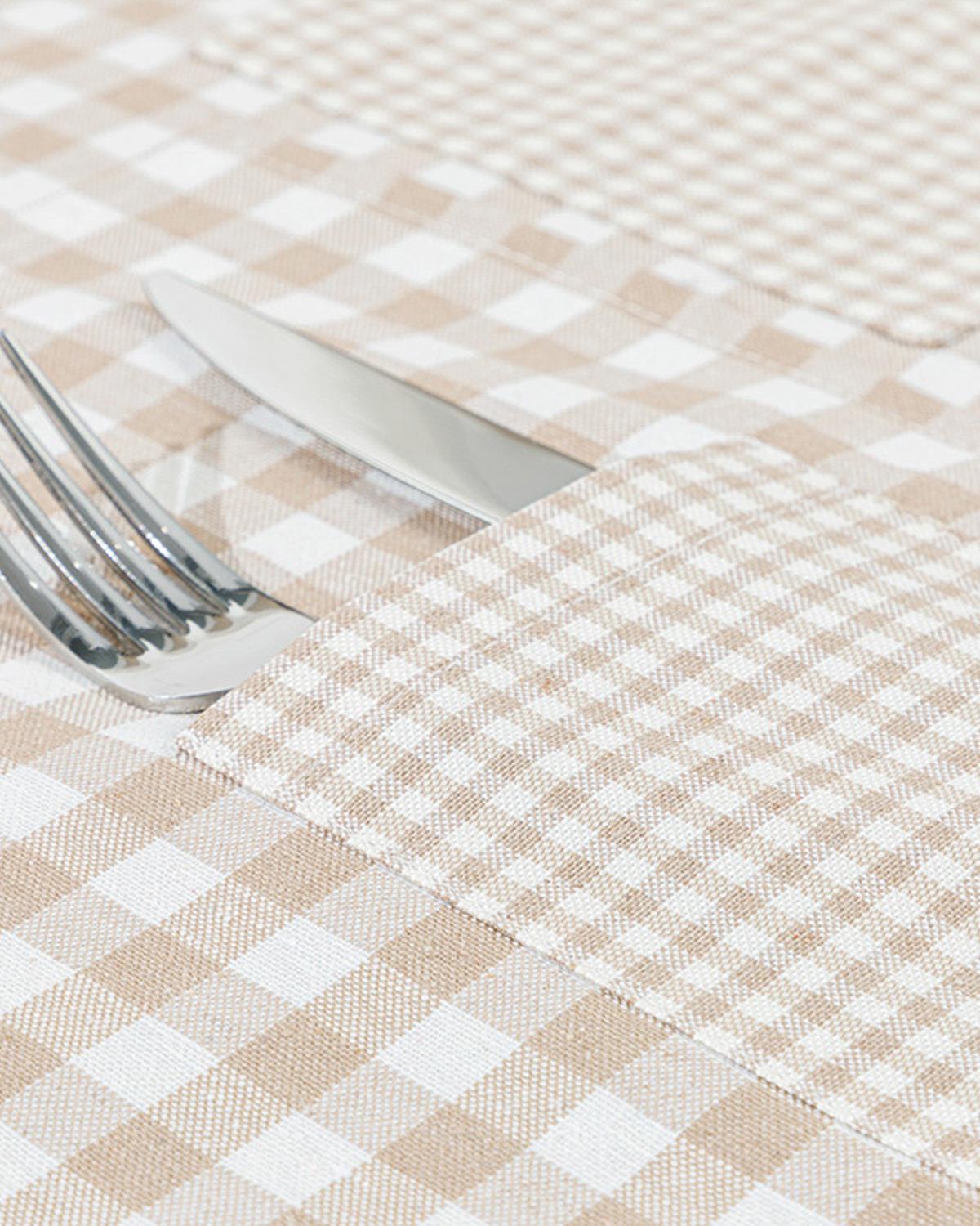 Gingham Подложки За Хранене 2 бр. Памучен полиестер 30x50 см Бежов