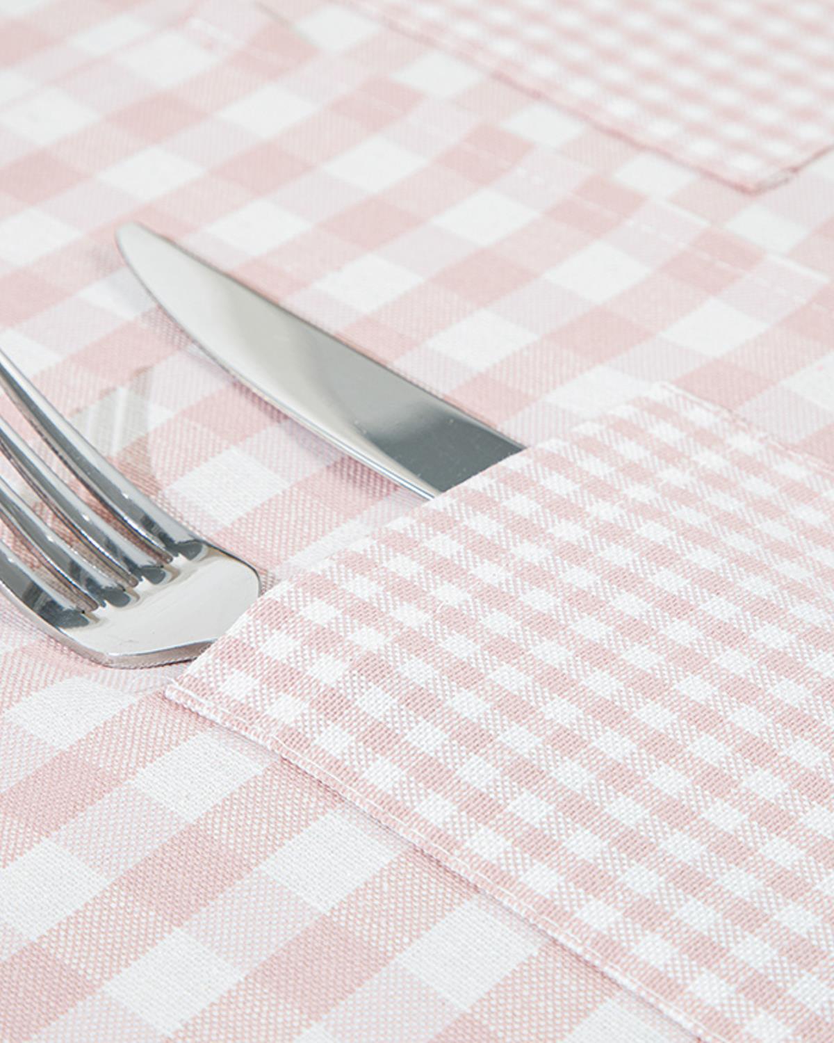 Gingham Подложки За Хранене 2 бр. Памучен полиестер 30x50 см Розов