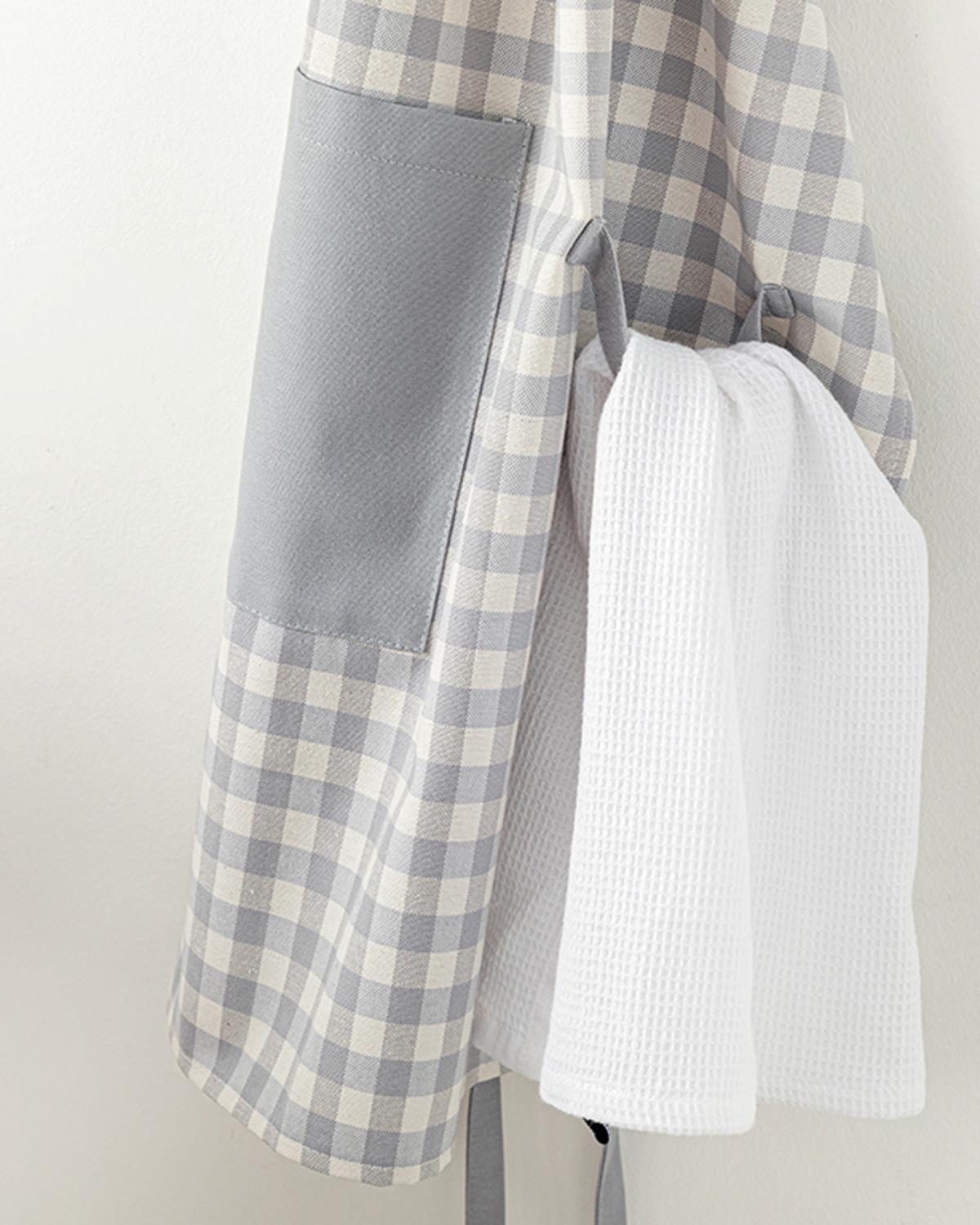 Gingham Кухненска Престилка Памучен полиестер 58x68 см Сив