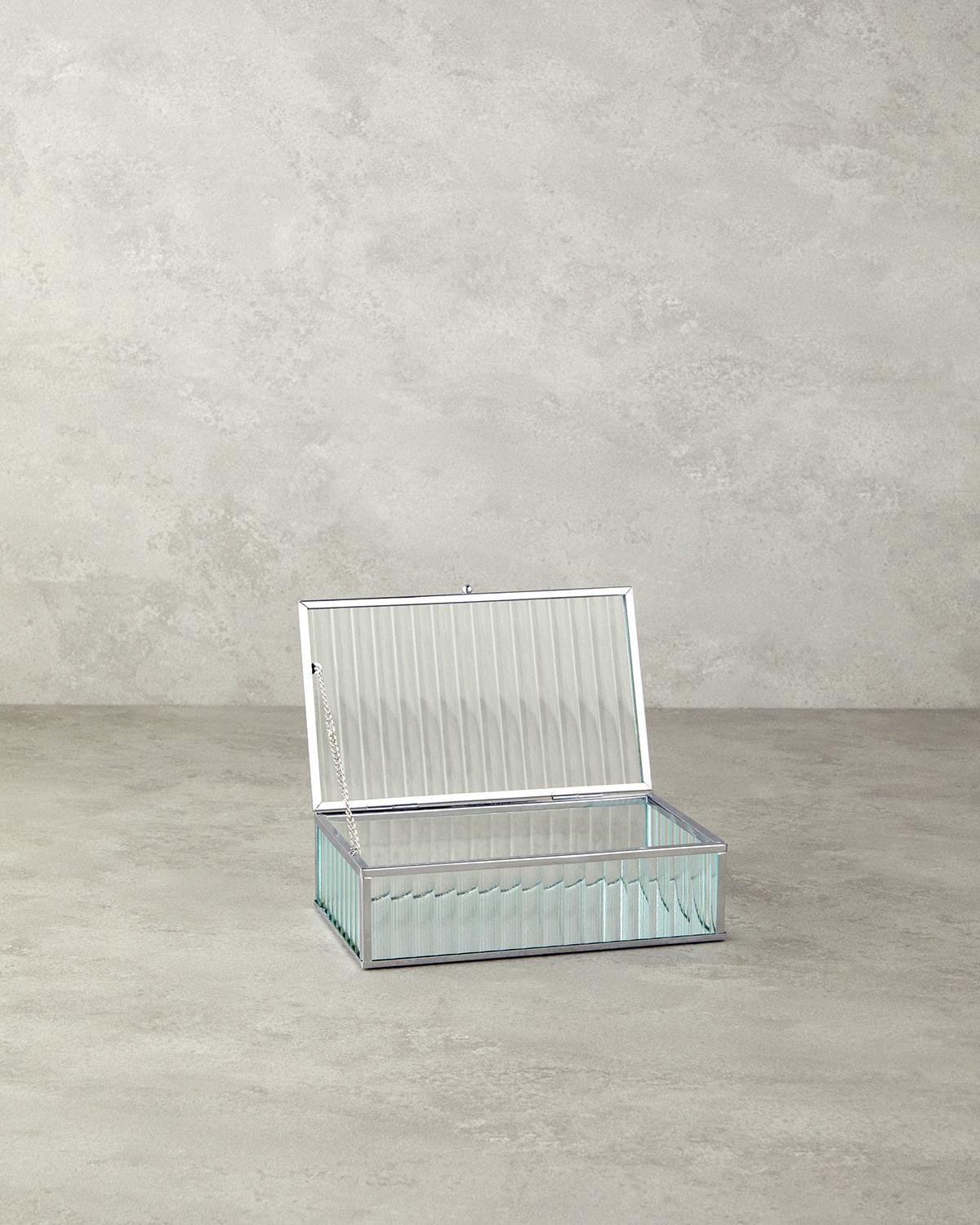 Glamour Декоративна Кутия Стъкло 20x12x6 см Сребърен.