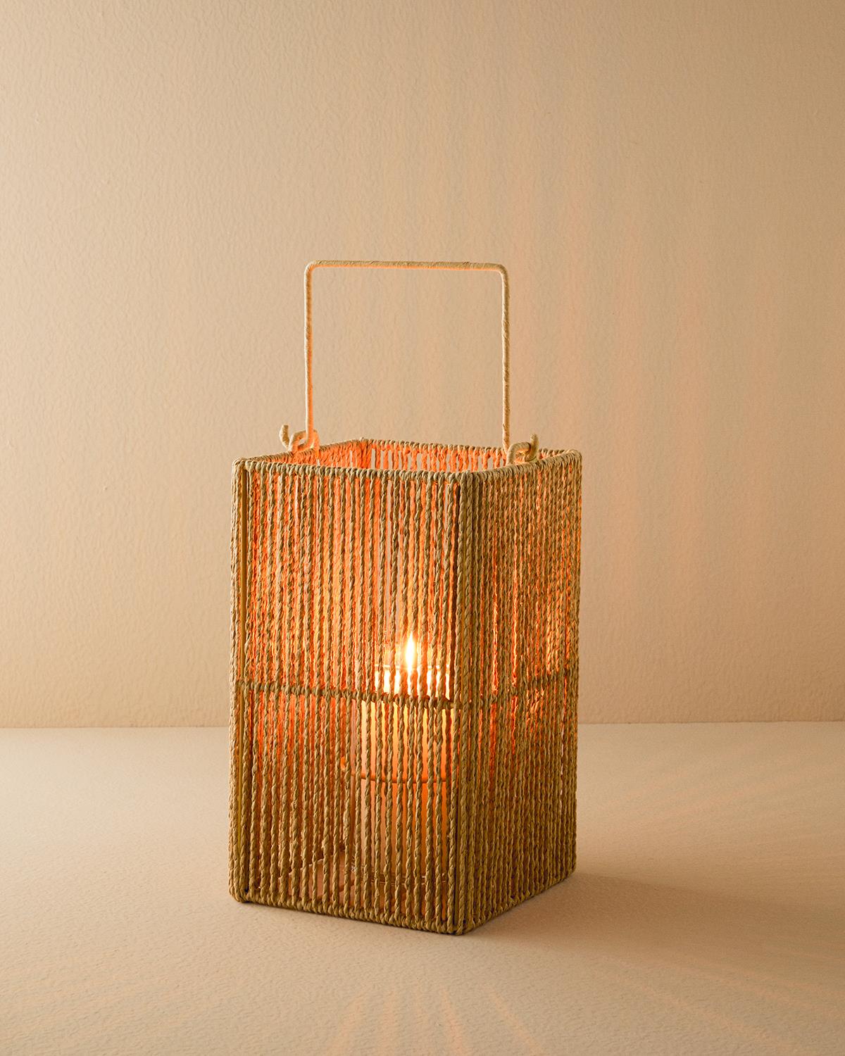 Gloria Wicker Lantern Natural.