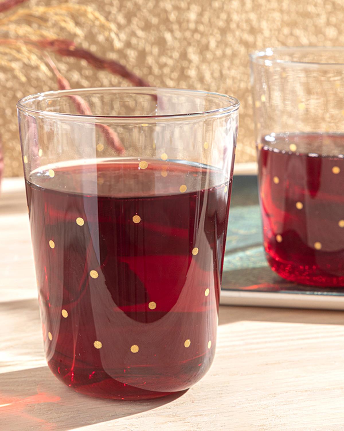 Gold Dots Чаша 3 бр. Стъкло 250 мл Златен