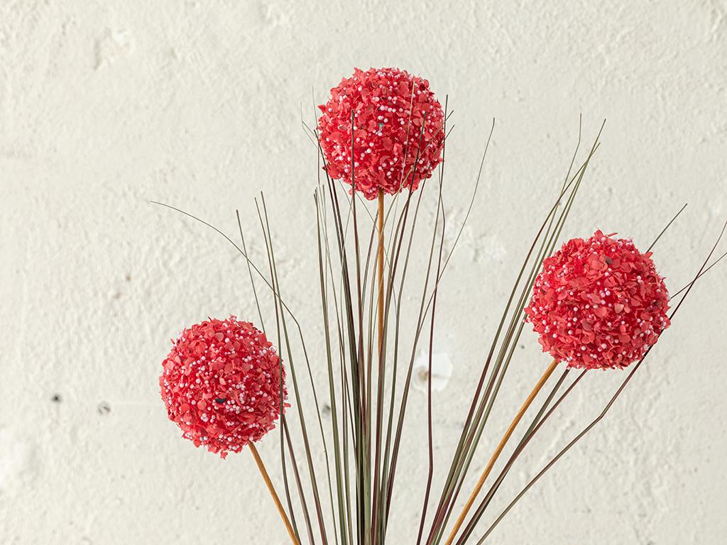 Grass Bush Една Клонка Изкуствено Цвете Тъмно Розово, 63 Cm