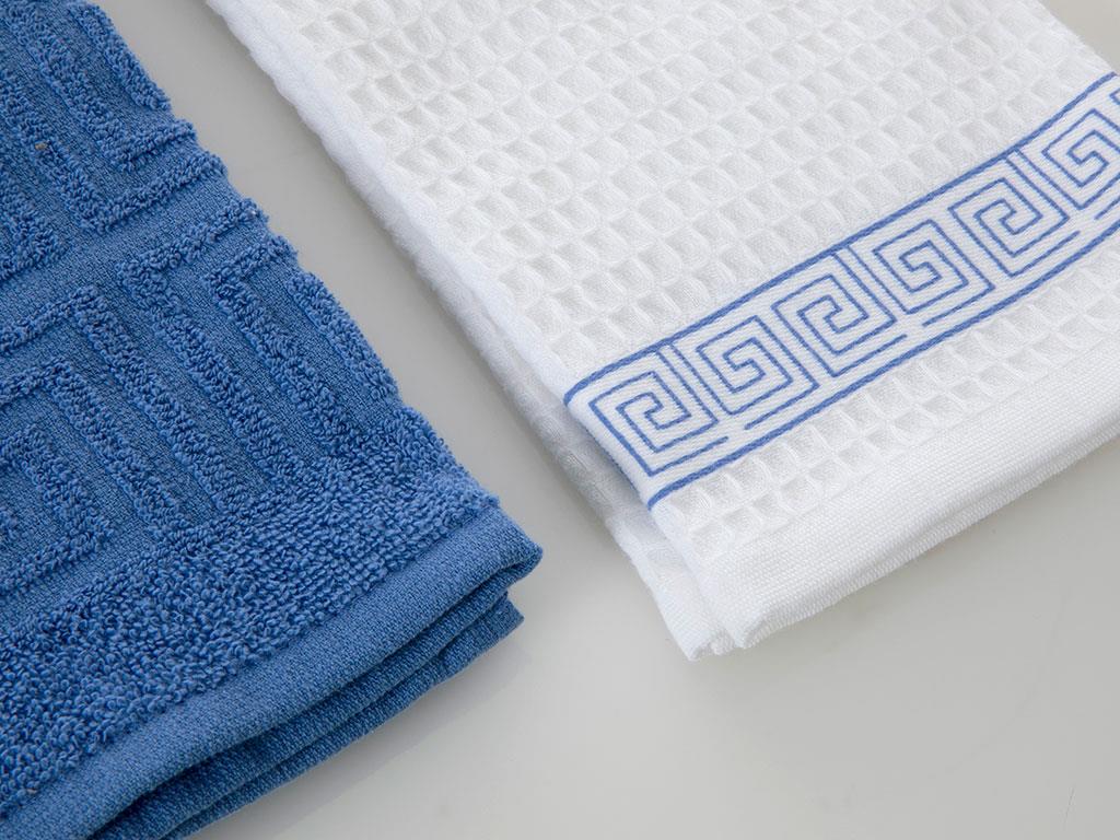 Greek Key КЪРПА ЗА ИЗСУШАВАНЕ 2 комплекта Памучен 40x60 cm White-Blue